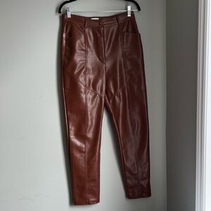 Aritzia Brown Faux Leather Straight-Leg Pants